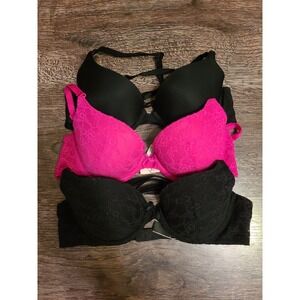 Bra Bundle 3 Pack‎ Black & Pink Push Up Everyday Bras